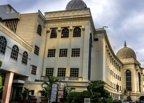 A wide shot of the Salar Jung Museum in Hyderabad, India.